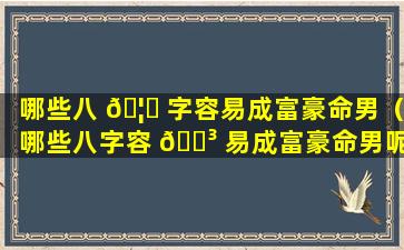 哪些八 🦄 字容易成富豪命男（哪些八字容 🌳 易成富豪命男呢）